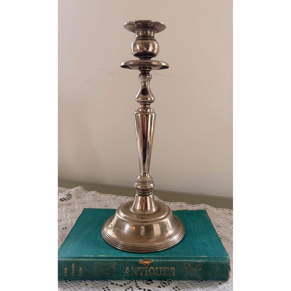 Vintage Silver Plated Taper Candlestick Holder 9.5" Baluster Style